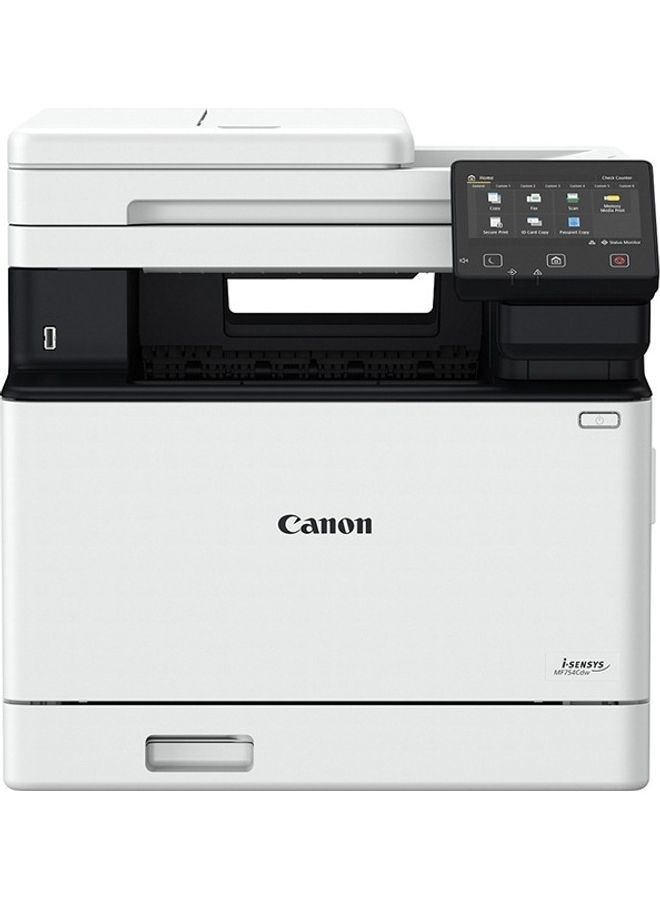 Canon - i-SENSYS MF754Cdw All-In-One Colour Laser Printer - Wireless, Wi-Fi, PC Connected & Network - A4 Print, Copy, Scan, Fax - 33ppm, Auto Duplex Print, Auto Scan - Compatible w/Mac, Windows, Linux White - Image 1