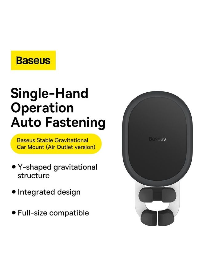 Baseus Car Phone Holder Air Vent Gravity Stable Mobile Mount Cradle Mini Auto Clamp Stand Compatible with iPhone 14/13/13 Mini/13Pro/ 13 Pro Max/11/12/mini/pro max,Samsung S20 S10 A71 A51 Ultra,Huawei,Xiaomi Black - Image 2