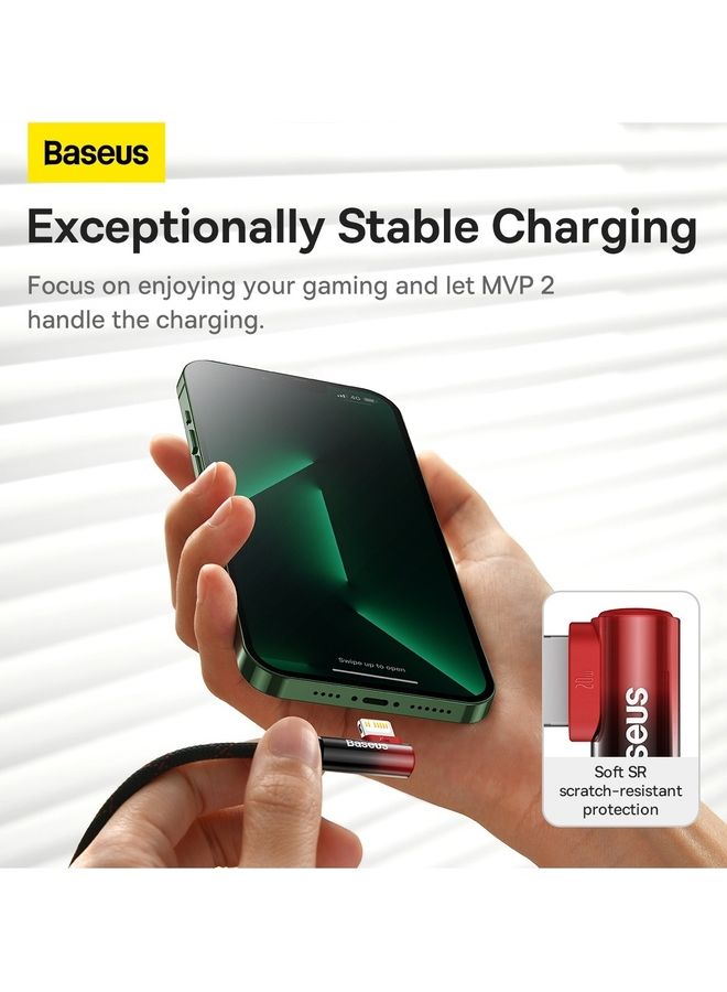 Baseus Lightning Cable 1M USB C to iPhone Charger Cable Quick Data Sync Braided 90 Degree Fast Charging for iPhone 14/14 Pro/SE/3/13 Pro/13 Pro Max/13/13 mini, New ipad 9, iPhone 12 mini/12/12 Pro Black / Red - Image 4