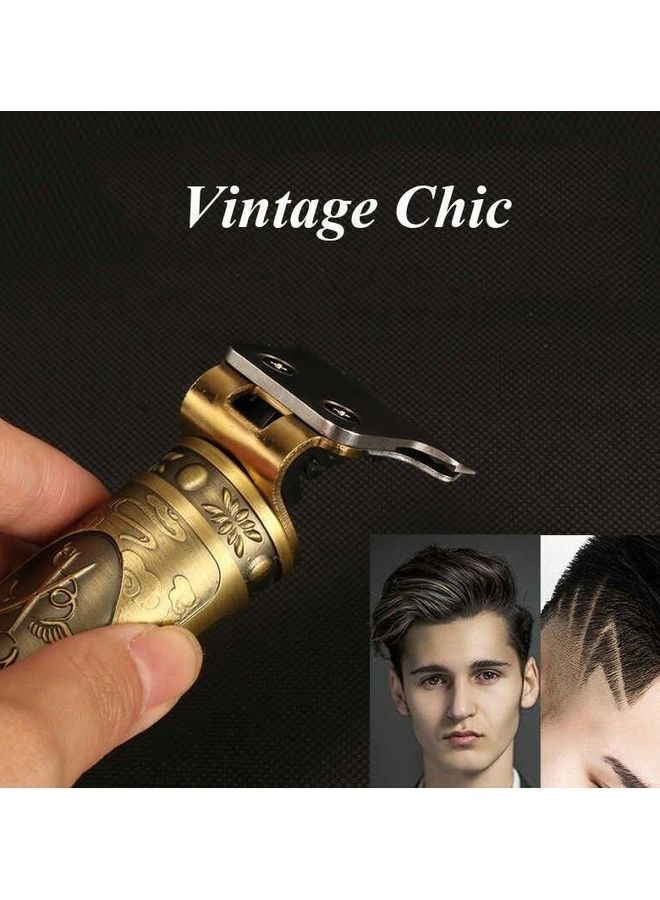 7-Piece Professional Adjustable Blade Clipper Set Gold/Black 64x30x40cm Gold