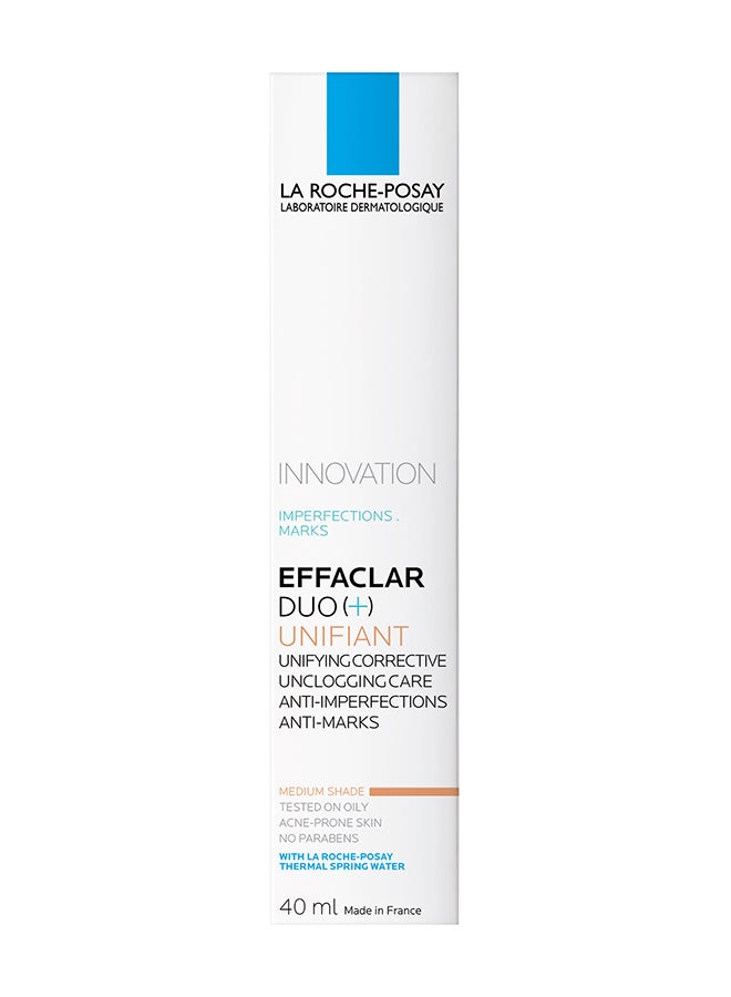 LA ROCHE-POSAY - Effaclar Duo + Unifiant Anti-Blemish Efficacy Cream Medium Shade 40ml - Image 1