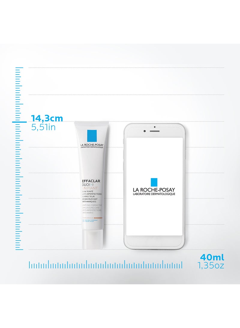 LA ROCHE-POSAY - Effaclar Duo + Unifiant Anti-Blemish Efficacy Cream Medium Shade 40ml - Image 1
