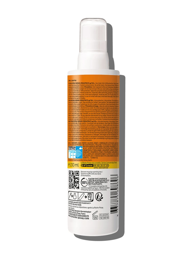 LA ROCHE-POSAY - Anthelios Uvmune400 Dermo-Pediatrics Invisible Spray Spf50+ 200ml - Image 1
