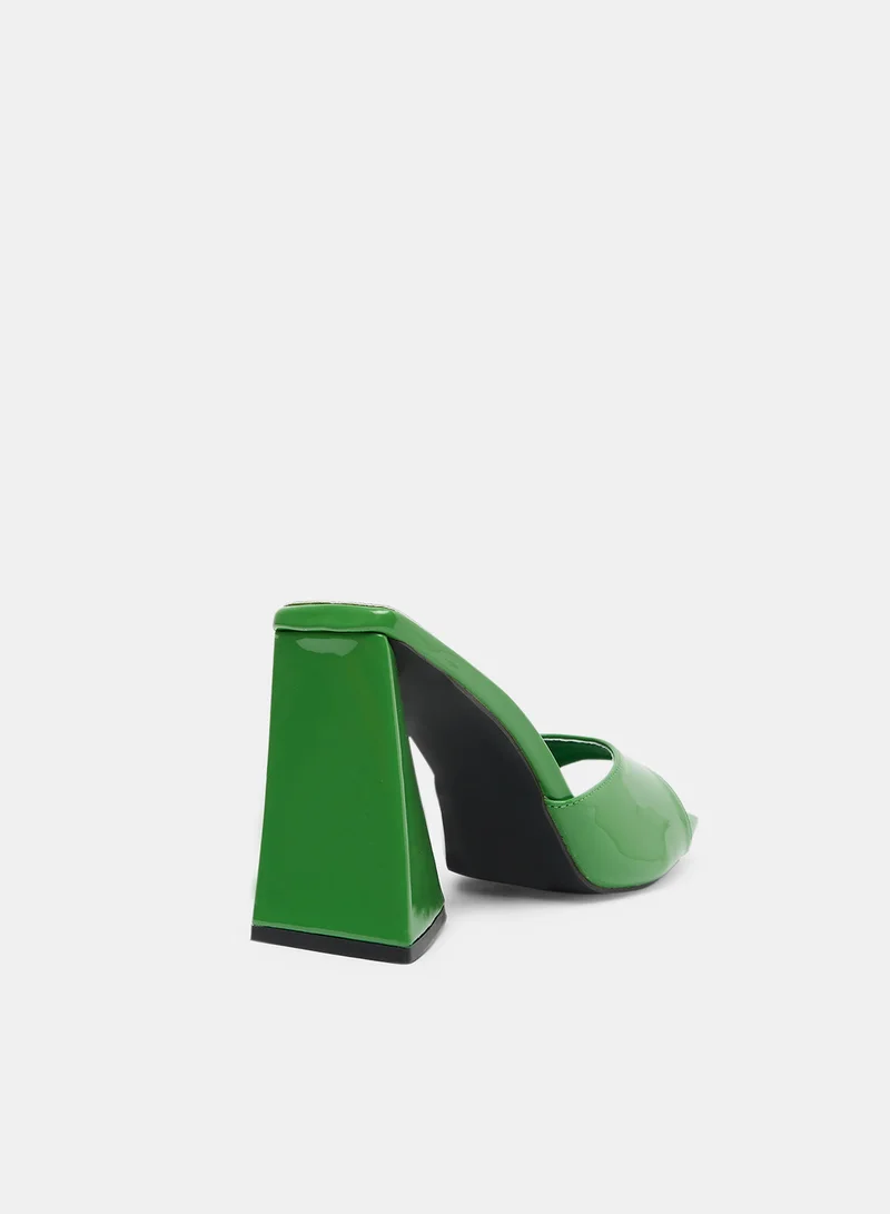 LABEL RAIL Essential Block Heel Sandals Green
