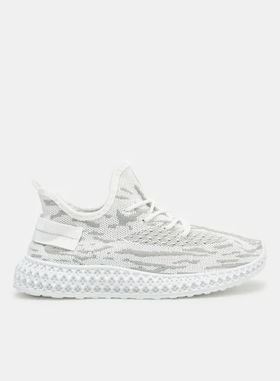 لايبل ريل حذاء رياضي منسوج برباط باللون الأبيض الفاتح Off-White