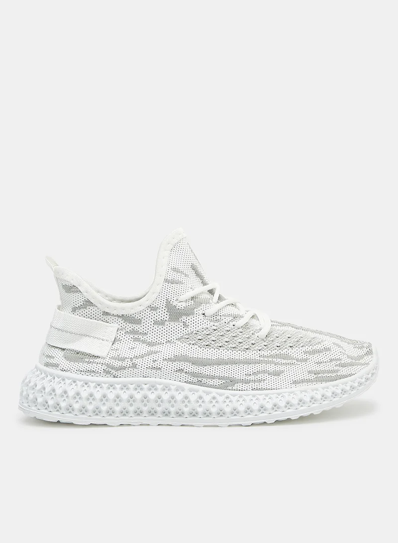 لايبل ريل حذاء رياضي منسوج برباط باللون الأبيض الفاتح Off-White