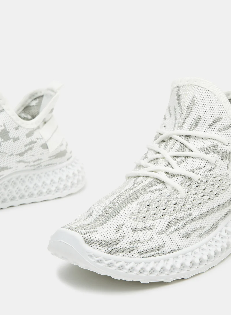 لايبل ريل حذاء رياضي منسوج برباط باللون الأبيض الفاتح Off-White