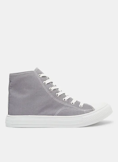 LABEL RAIL High Top Canvas Sneakers Grey