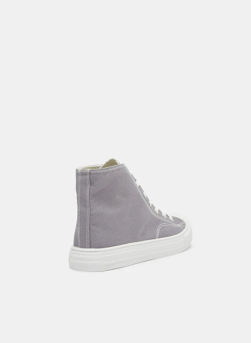 LABEL RAIL High Top Canvas Sneakers Grey