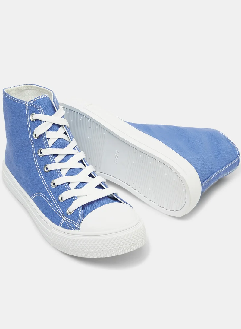 لايبل ريل High Top Canvas Sneakers Blue