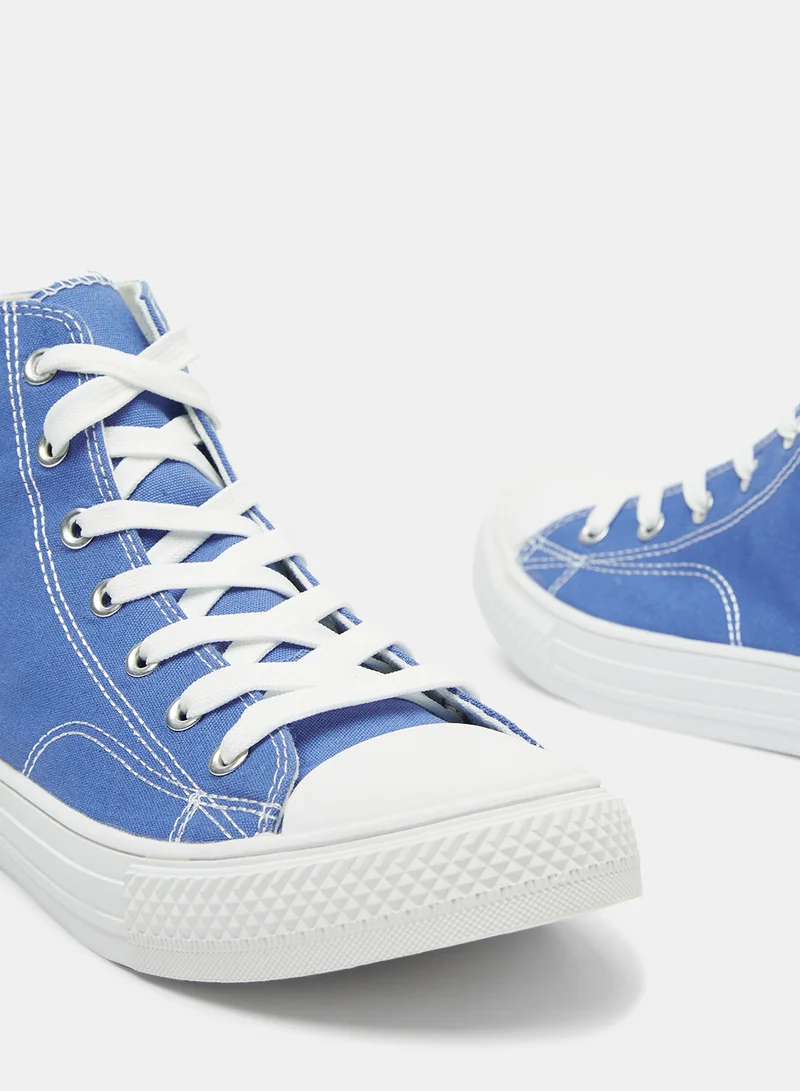 لايبل ريل High Top Canvas Sneakers Blue