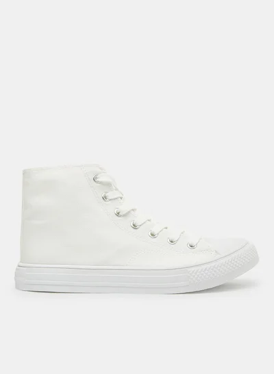 لايبل ريل High Top Canvas Sneakers White
