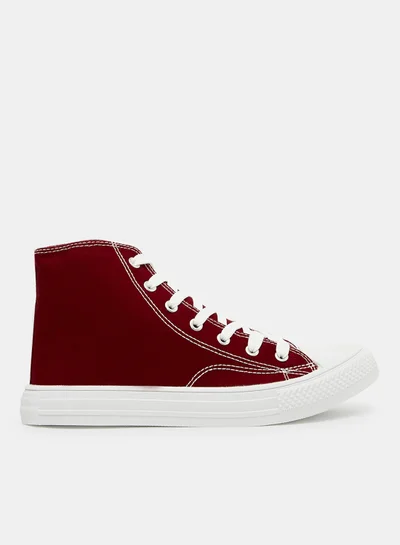 لايبل ريل High Top Canvas Sneakers Red