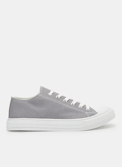 LABEL RAIL Canvas Low Top Sneakers Grey