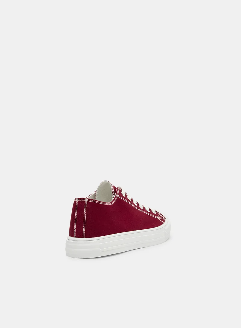 LABEL RAIL Canvas Low Top Sneakers Red