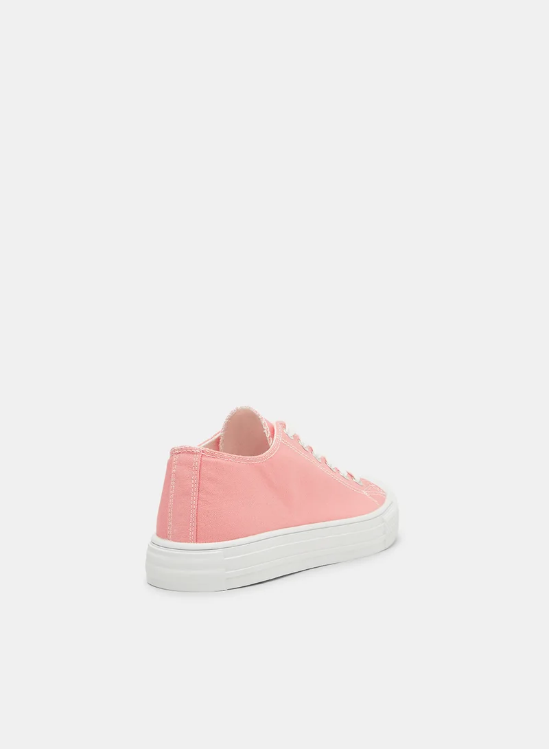 LABEL RAIL Canvas Low Top Sneakers Peach