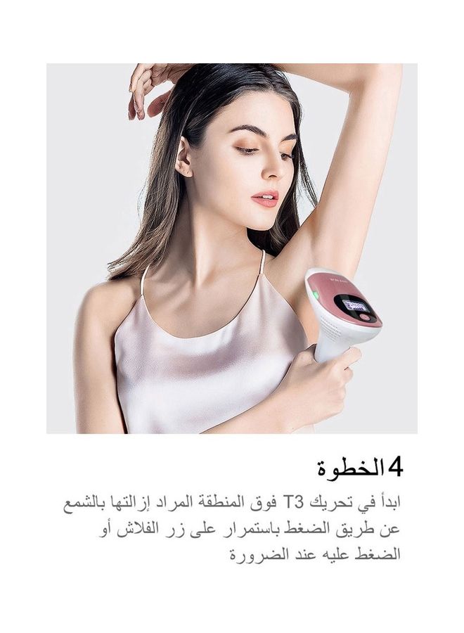 جهاز إزالة الشعر المنزلي بتقنية IPL مع 3 مصابيح HR وردي