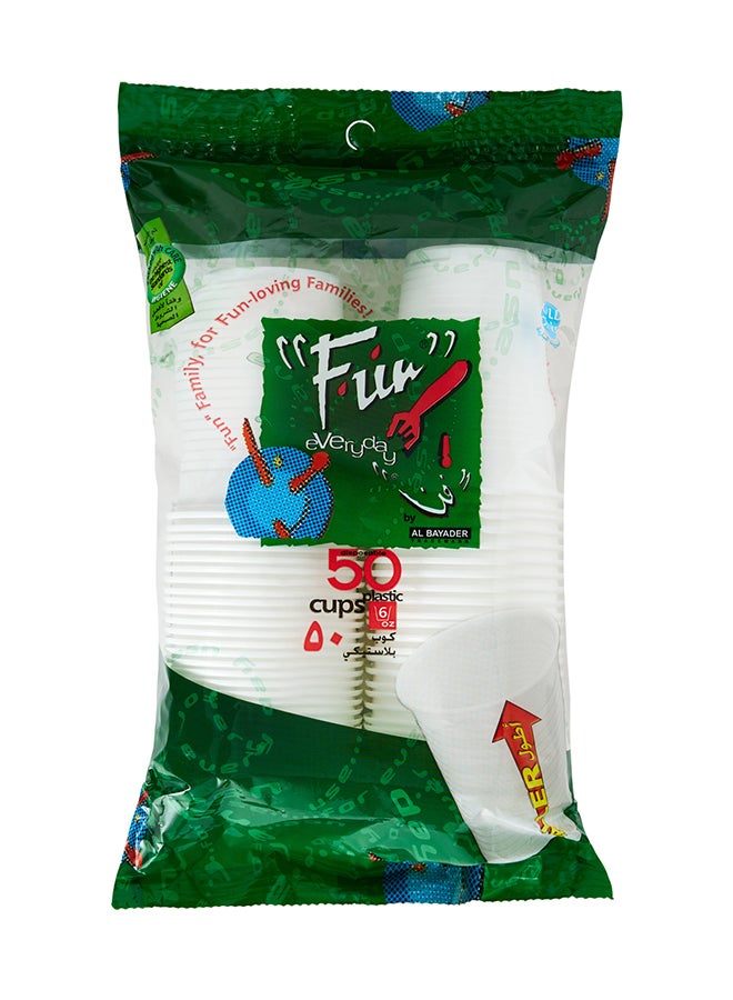 Fun Disposable Cups 50 Pieces White  - Image 1