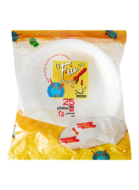 Disposable Foam Plates 25 Pieces White 10inch