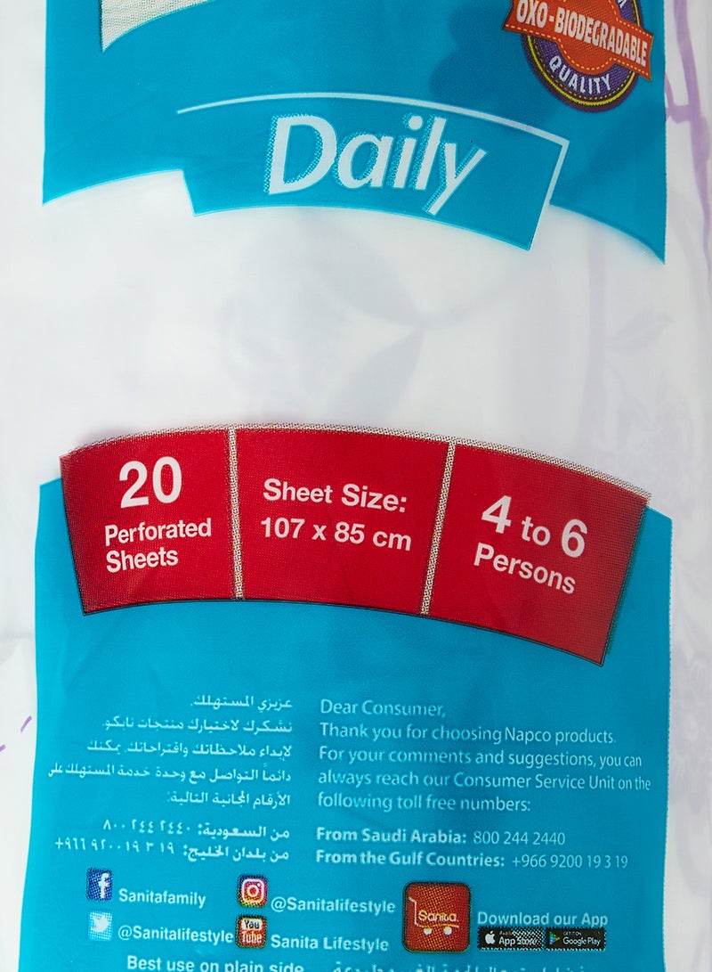 Sanita - Sufra Matwiya Daily Small Table Cover Roll, 20-Sheets, 85 X 107cm Size 107x85cm - Image 1