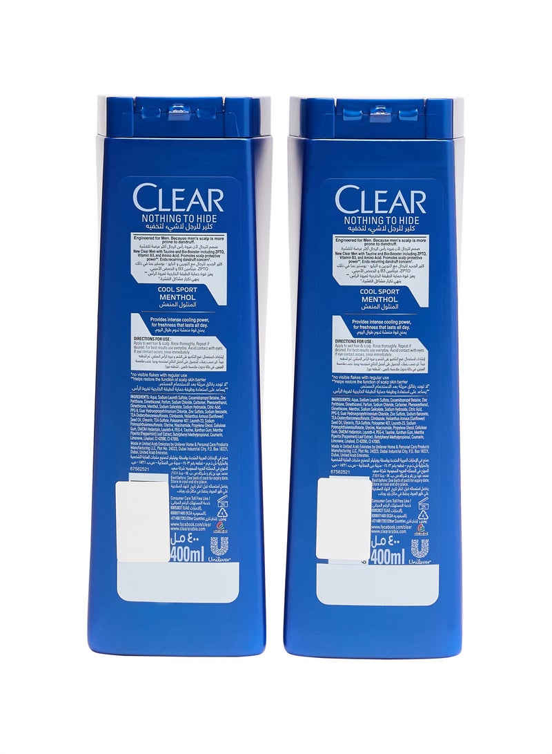 كلير مجموعة شامبو ضد القشرة بالمنثول الرياضي المنعش مكونة من قطعتين 400ml + 400ملليلتر - Image 3