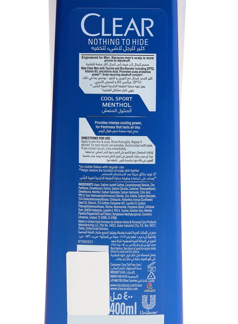 كلير مجموعة شامبو ضد القشرة بالمنثول الرياضي المنعش مكونة من قطعتين 400ml + 400ملليلتر - Image 4