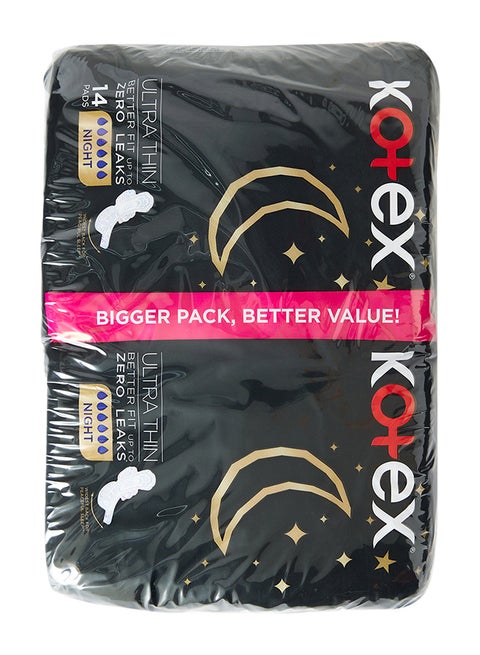 Ultra Thin Night With Wings 14 Sanitary Pads Pack Of 2