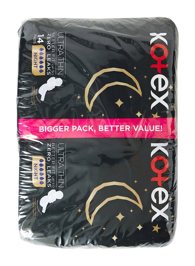 Kotex - Ultra Thin Night With Wings 14 Sanitary Pads Pack Of 2 - Image 1