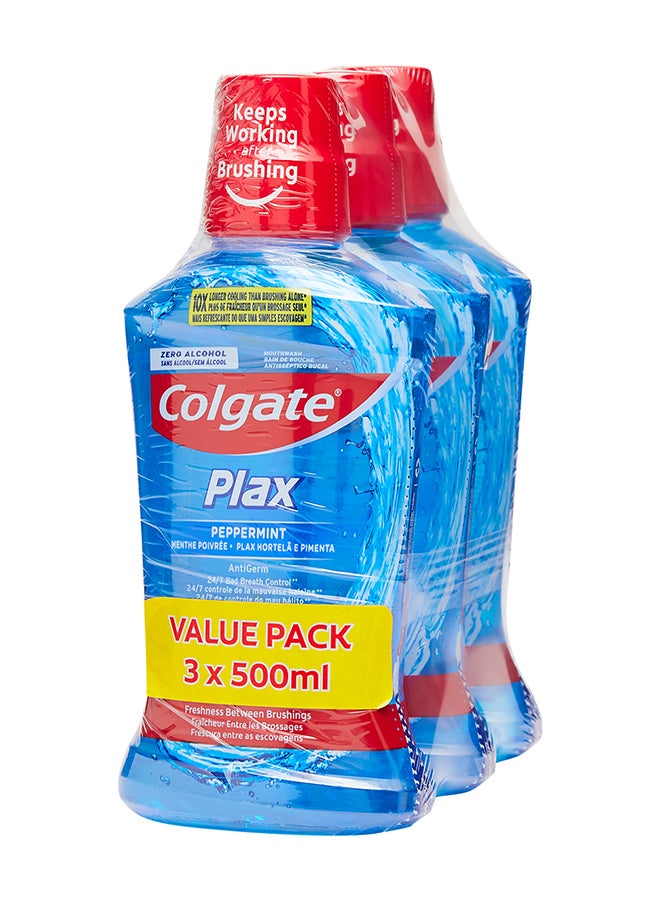 Colgate - Pack Of 3 Plax Peppermint Mint Mouthwash 500ml - Image 1