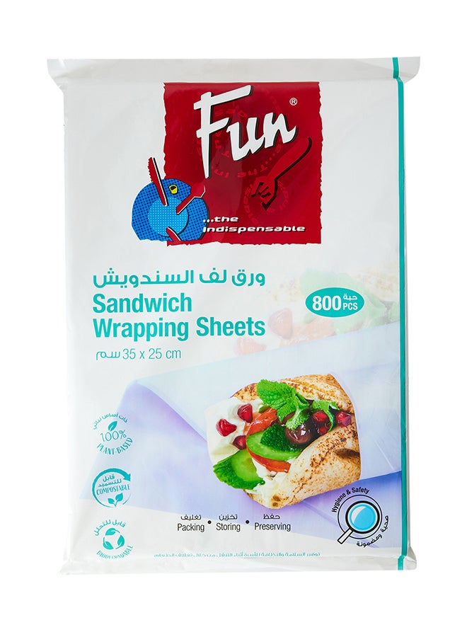 Fun Sandwich Wrapping Paper 800 Pieces White 35x25cm  - Image 1