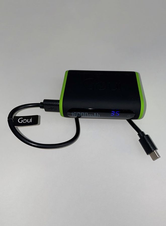 10000 mAh Bolt Mini Power Bank With Cable18 watt Black/Green - v1668090952/N37358466A_5