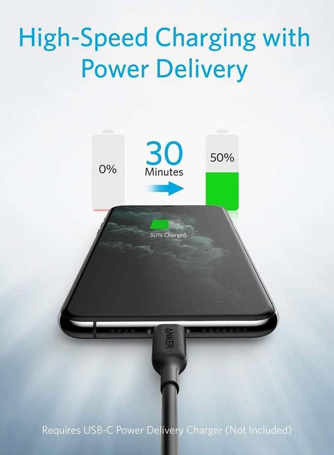 Anker - PowerLine III USB-C to Lightning 0.9 Meter Black - Image 1