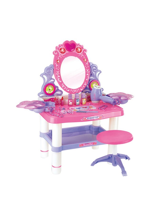شيانغ يو ألعاب مكياج لمرحلة ما قبل المدرسة، لعب دور التظاهر مع خزانة التجميل ومجموعات ألعاب المكياج للفتيات والأطفال 62x33x64.5 سم 62x33x64.5سم - Image 1