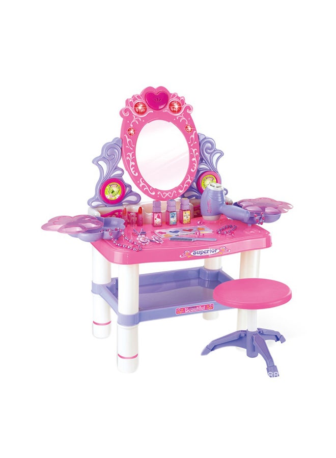 XIANGYU Kids Musical Beauty Play Set Dressing Table With Mirror And Light 62x33x64.5cm  - Image 1
