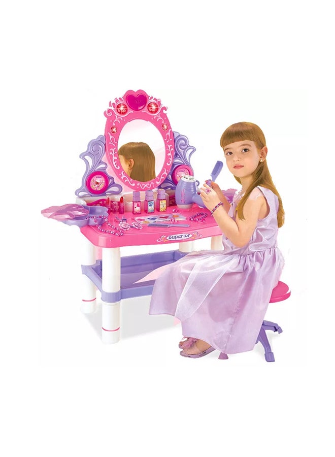XIANGYU Kids Musical Beauty Play Set Dressing Table With Mirror And Light 62x33x64.5cm  - Image 2