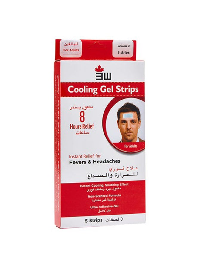 3W Healthcare 3W Cooling Gel Strips Adult 5 Strips For Fever Discomfort And Pain Relief Last Up To 8 Hours Cooling Relief Fever Reducer And Soothe Headache Pain - Image 1