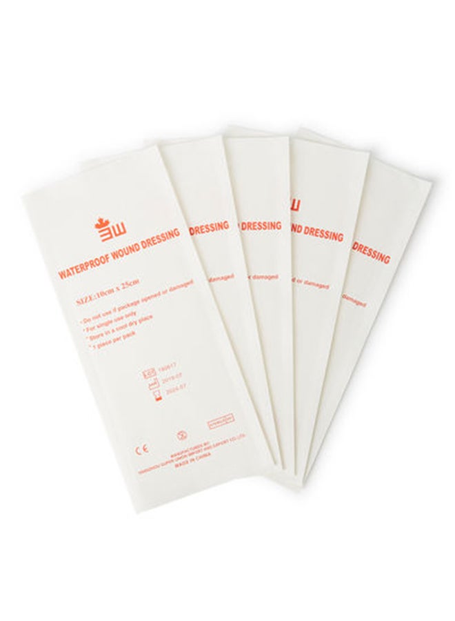 3W Waterproof Wound Dressing - 50 Pieces - Size 10X25Cm, Adhesive Island Dressing, Edged Gauze Dressing, Sterile, Breathable Square Bandage, Tape Pads, Individually Wrapped Pouches