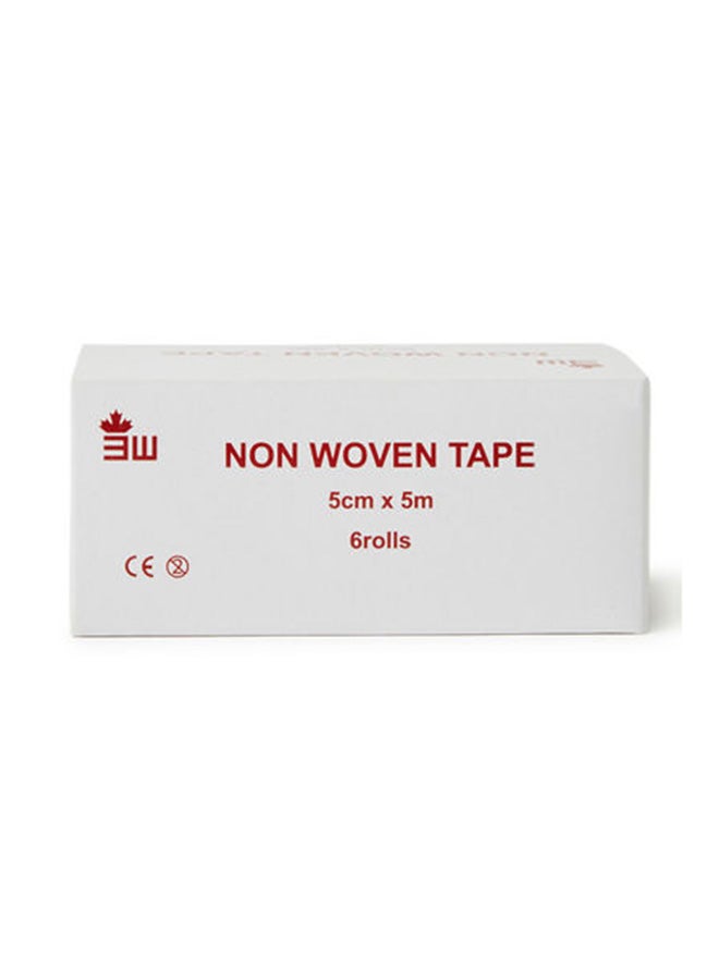 3W Healthcare Non-Woventape 6 Pcs 5Cmx5M First Aid Adhesive Surgical Bandage Tape, Fabric Tape For Wound Care - Image 2