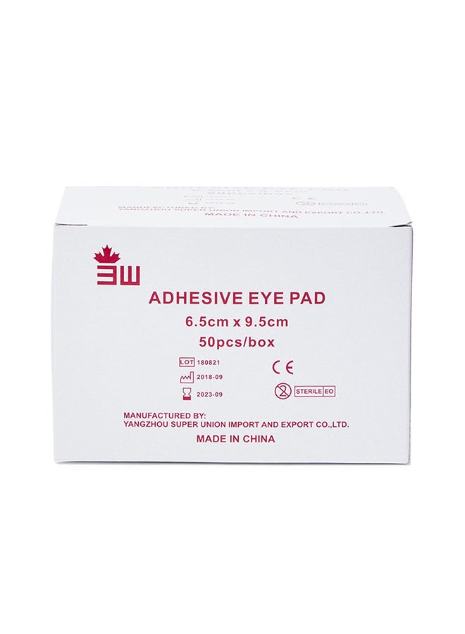 3W Healthcare Adhesive Eye Pad 50 Pouches, Non-Woven Eye Patch Stickers Soft Adhesive Eye Cover, Wound Dressing Eye Pads, Single-Use Eye Covers, Protective Eye Patch Stickers, Eye Bandages for Adults or Kids  - Image 1