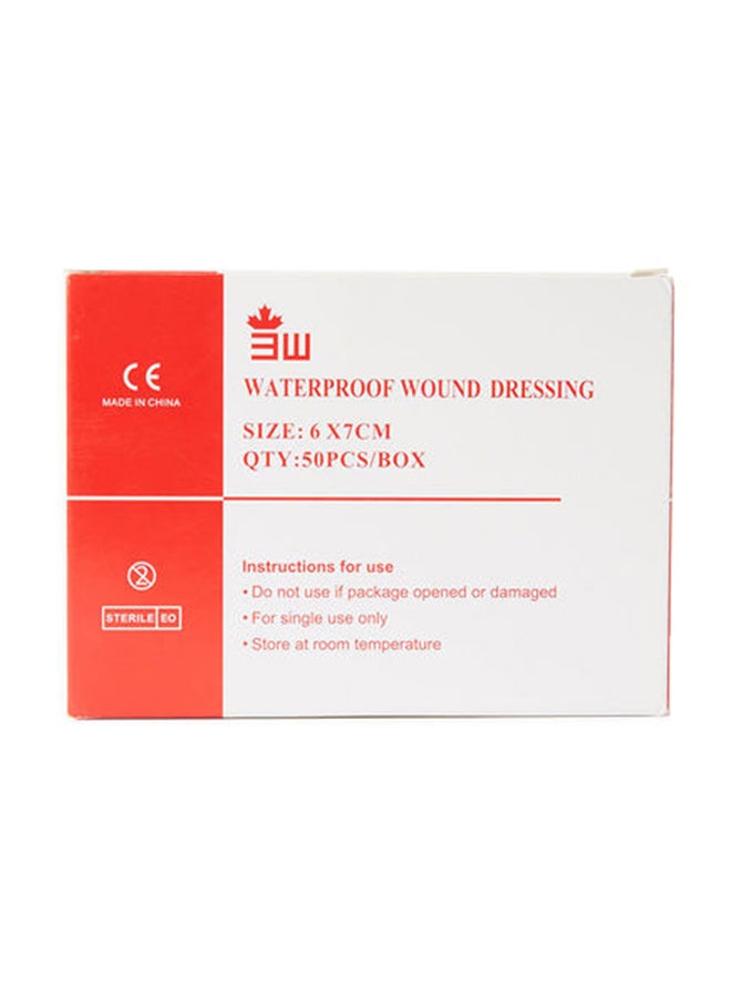 3W Healthcare 3W Waterproof Wound Dressing - 50 Pieces - Size 6X7Cm, Adhesive Island Dressing, Edged Gauze Dressing, Sterile Wound Dressing, Breathable Square Bandage, Gauze Tape Pads, Individually Wrapped Pouches  - Image 1
