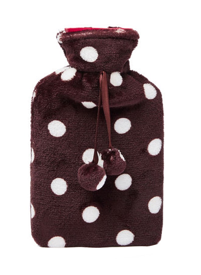 3W Healthcare Hot Water Bottle 1L - Fleece Cover Brown (Removable) - Cold and Hot Pack with Knitted cover, Hot pack for Pain Relief, Cramps, Menstrual pain Relief Therapy  - Image 1