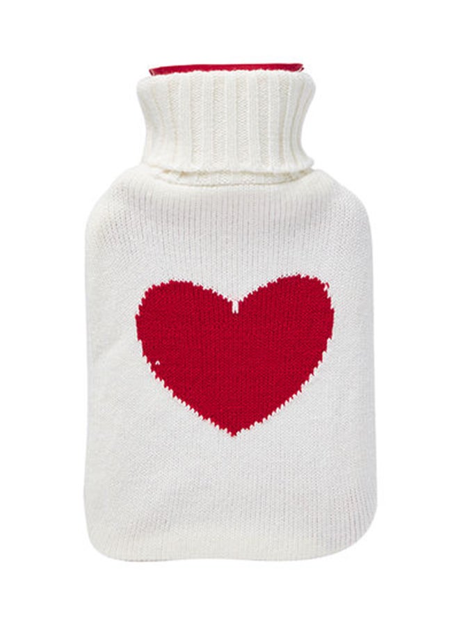 3W Healthcare Hot Water Bottle 1L - Knitted Heart Removable - Cold and Hot Pack with Knitted cover, Hot pack for Pain Relief, Cramps, Menstrual pain Relief Therapy  - Image 1