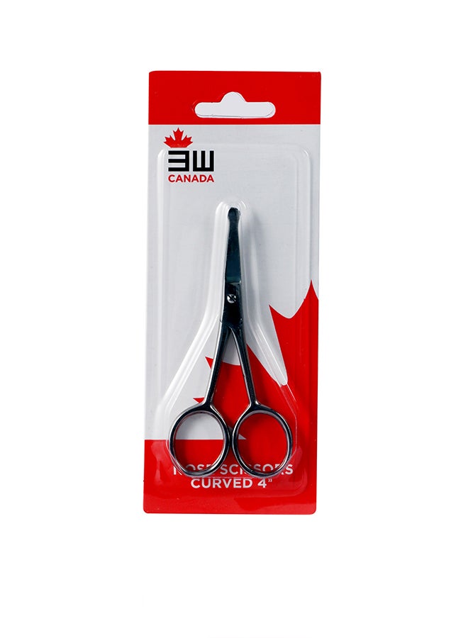 3W Healthcare 3W Scissors Curved 4 Inch Unisex Nose Hair Scissor, Eyebrow Scissors Round Tip Design, Rounded Safety Tip Clipper. Professional Grooming Scissors for Hair, Eyelashes, Nose, Eyebrow Trimming, Mustache  - Image 1