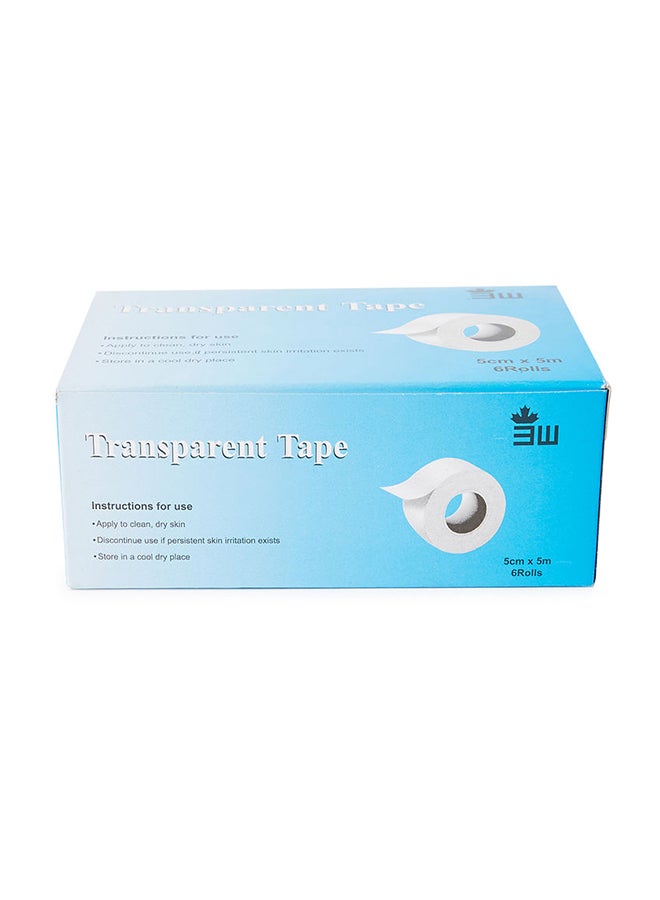 3W Healthcare Transparent Tape - 6 Rolls/Box - Size 5 X 5Cm - Image 1