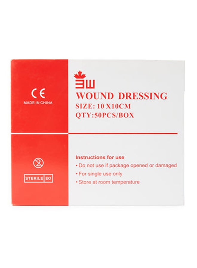 3W Healthcare 3W Sterile Wound Dressing - 50 Pieces - Size 10X10Cm, Adhesive Island Dressing, Edged Gauze Dressing, Sterile Wound Dressing, Breathable Square Bandage, Gauze Tape Pads, Individually Wrapped Pouches - Image 1