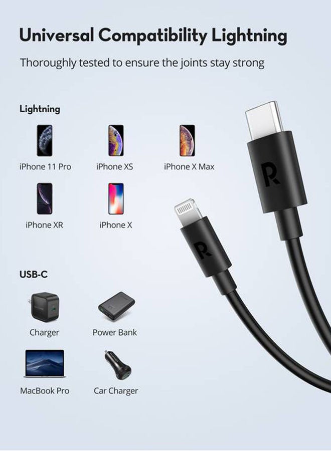 TPE Type-C To Lightning Cable Black