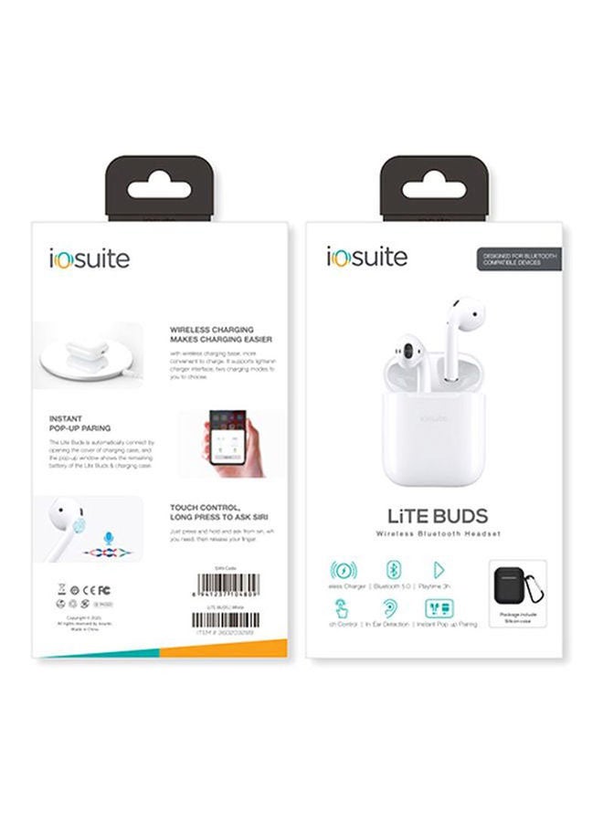 iOsuite - Lite Buds Wireless Bluetooth Headset TWS With Wireless Charging Case And Silicone Case White - Image 1