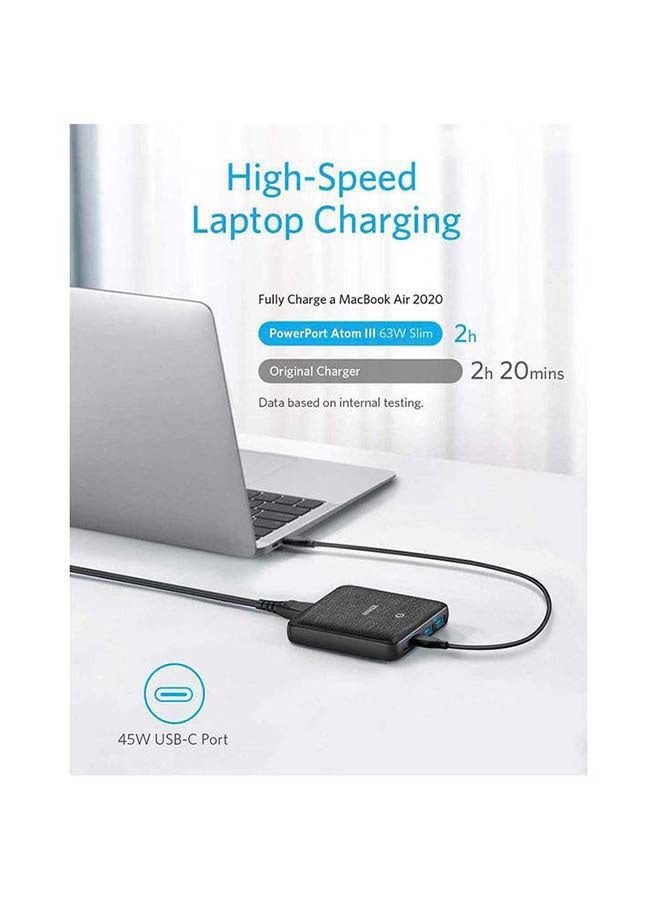 Anker - 63W Powerport Atom III 4-Port Charger Black - Image 1