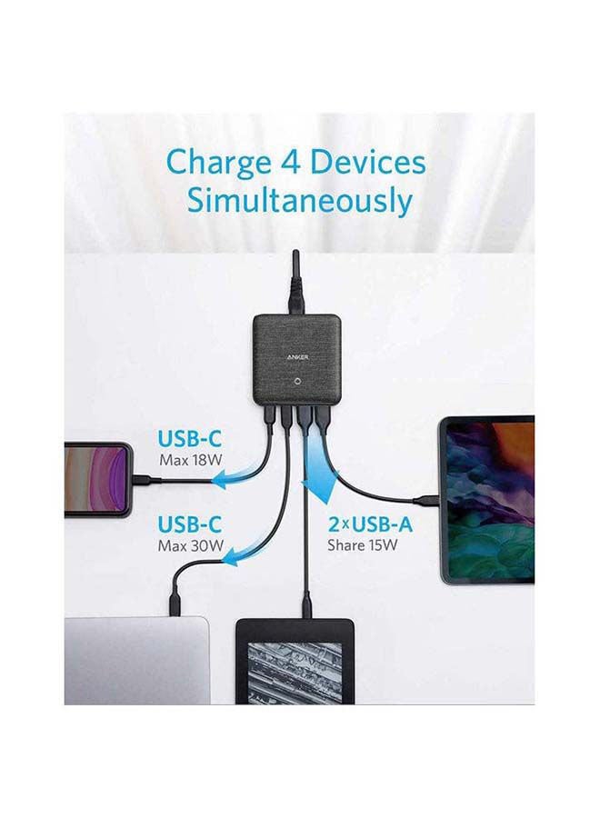 Anker - 63W Powerport Atom III 4-Port Charger Black - Image 1