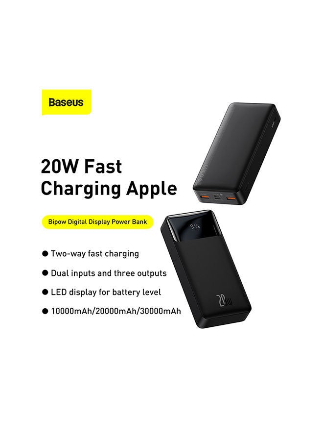 Baseus 20000 mAh Bipow Digital Display Portable Charger, High-Capacity 20000mAh 20W USB-C Power Delivery Power Bank for iPhone 13/12/11/11Pro/11 Pro Max/X /8, Samsung, iPad Pro 2018, Quick Charge Devices 20 watt Black  - Image 2